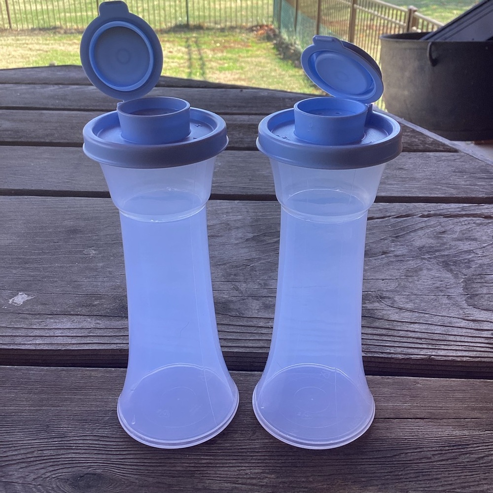 Tupperware Salt and Pepper Shakers - one set in Ice Cube Blue